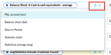 Updated calculation editor showing click-to-insert references and FX functions menu
